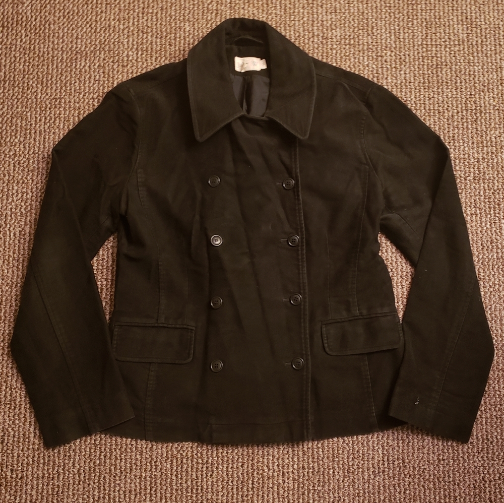 J. Crew Cotton Pea Coat Jacket Coat Black 10